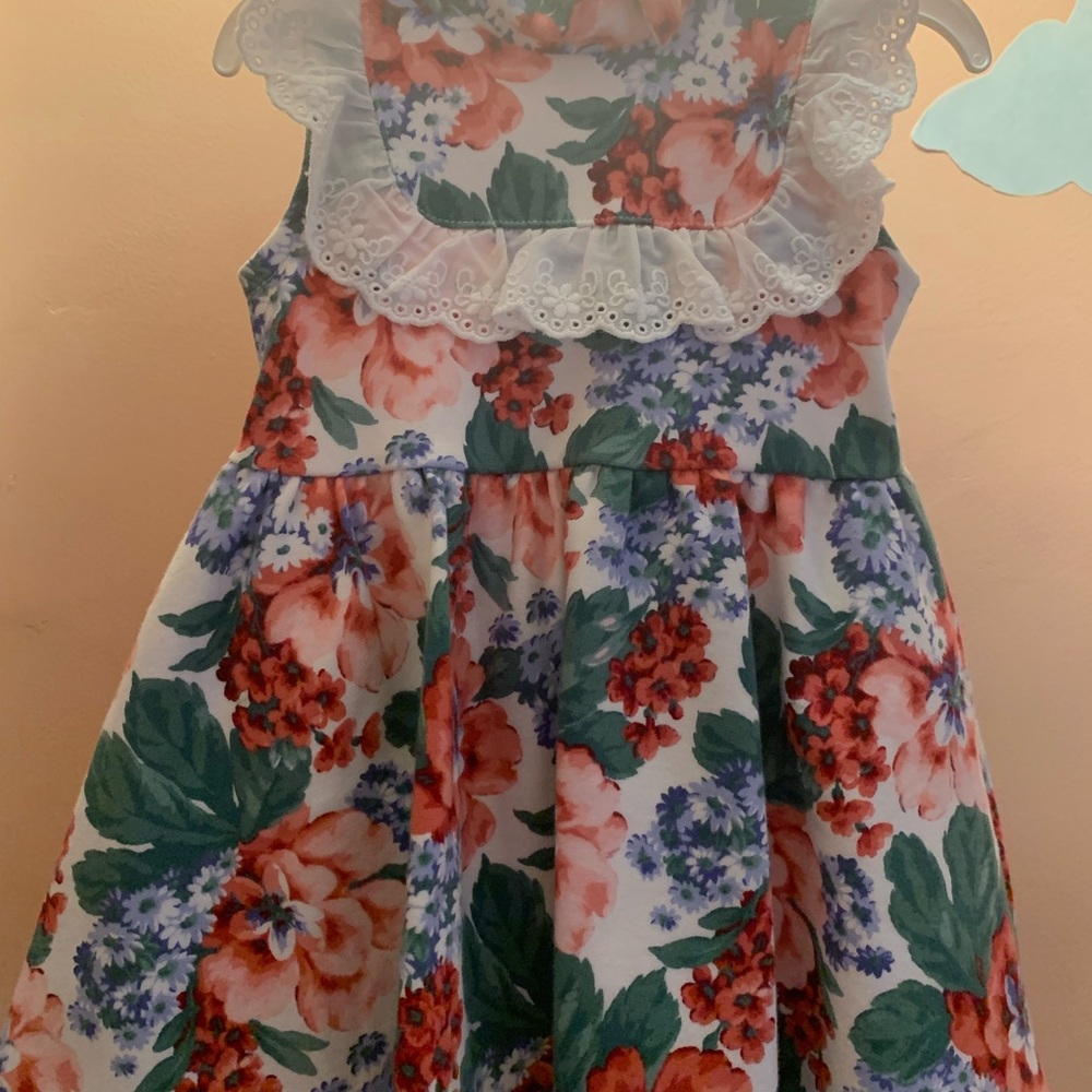 Janie and Jack Floral Dress with Button Detail